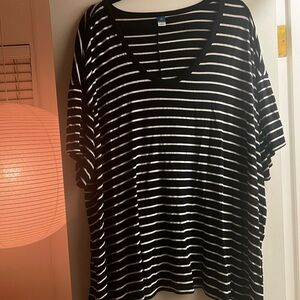 Black and White Striped Women's Top